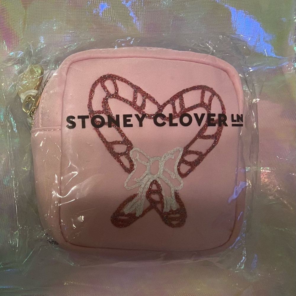 Stoney Clover Lane Embroidered Candy Cane Mini Pouch